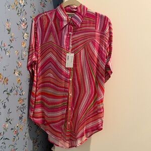 Frankie's Bikinis Multicolor Striped Button-Up Top